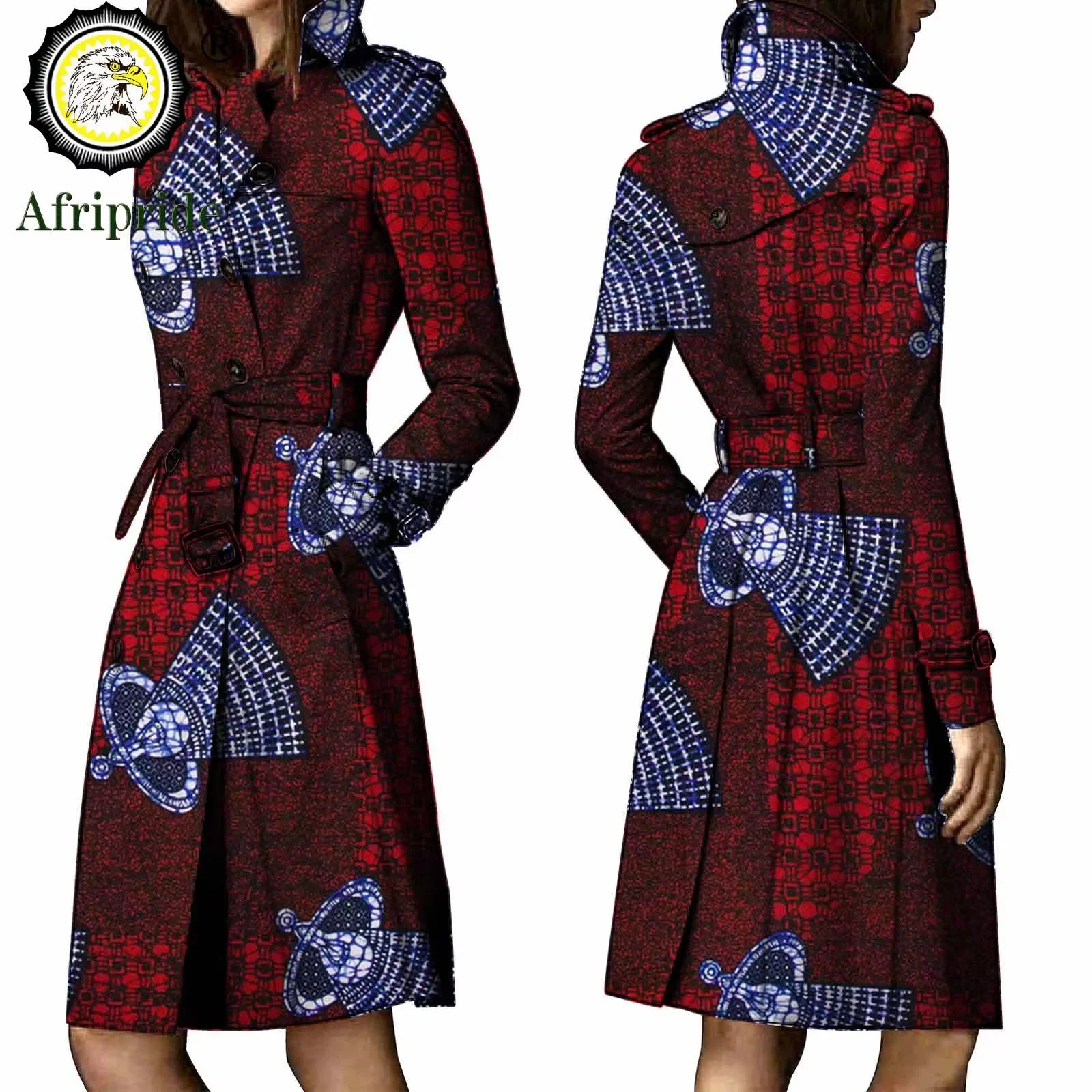 

2025African Coats for Women Bazin Riche Ankara Attire Pure Cotton Trench Private Custom Wax Batik Print Trench S1824015