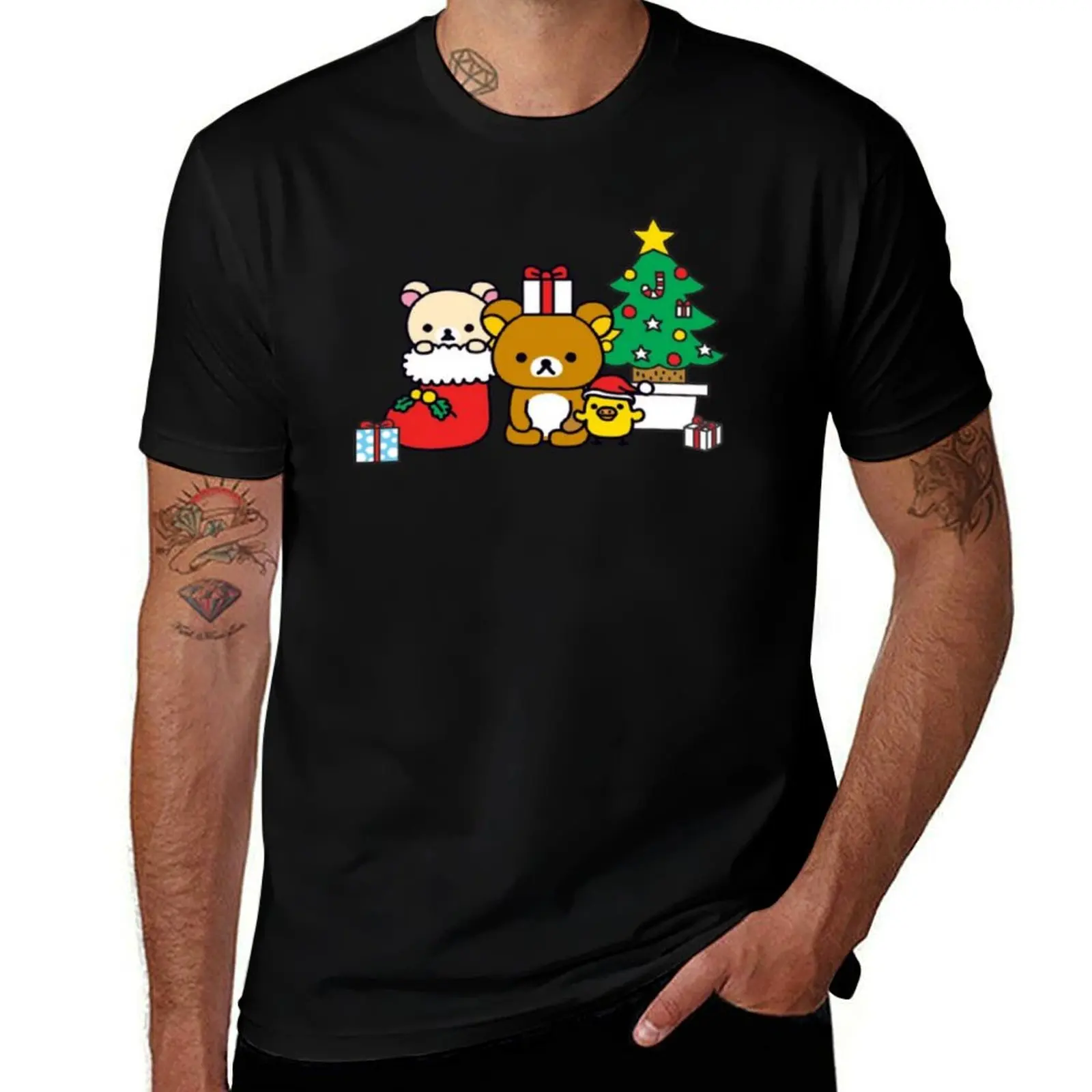 

Rilakkuma family christmas T-Shirt cotton t shirts high quality cotton t shirt man funny t shirts dark humor T-shirt