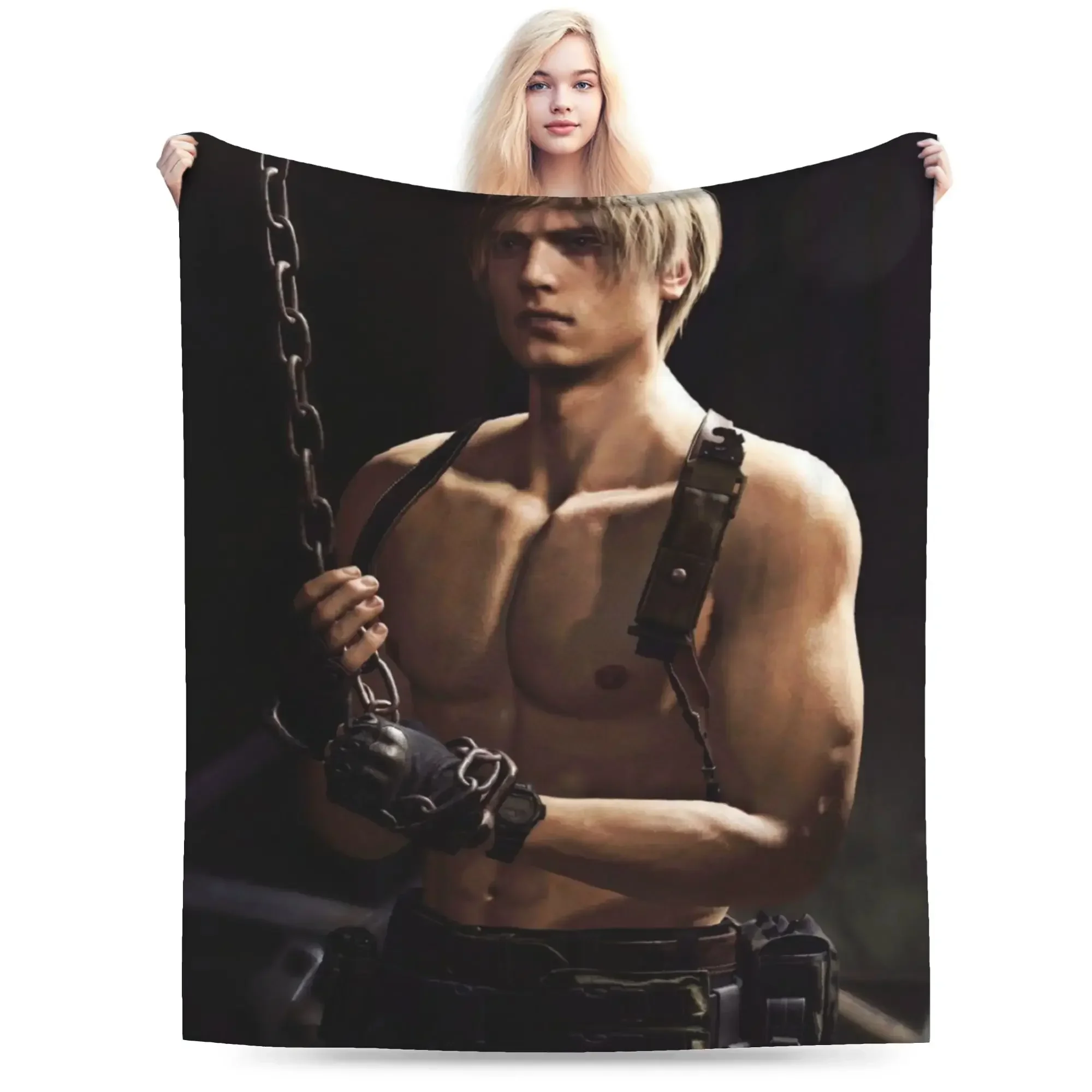

Leon Kennedy Resident Evil Cozy Soft Throw Blanket for Bed Multiple Sizes Available Quilted Design