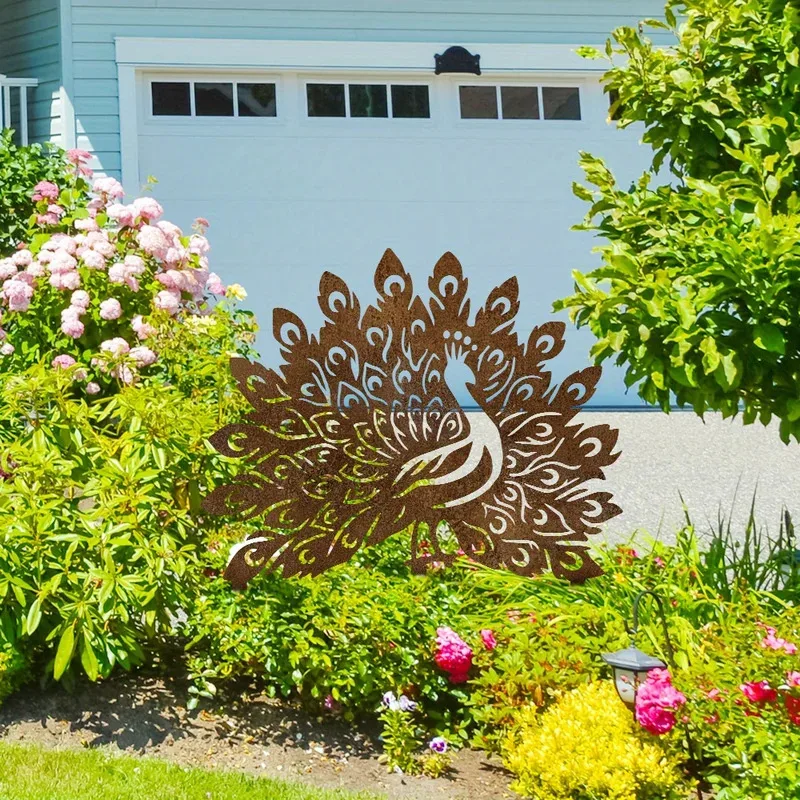 

1pc Rustic Peacock Garden Stake Decor – Elegant Metal Yard Art with Intricate Feather Design, Perfect for Outdoor Lawn, Backyard