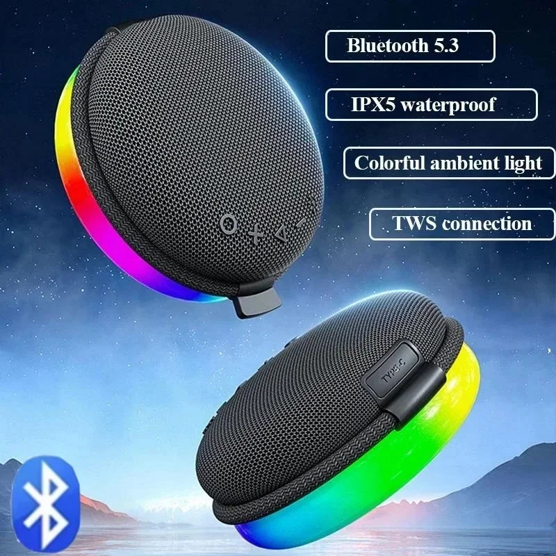 Mini alto-falante bluetooth tws estéreo subwoofer ao ar livre portátil caixa de música luzes rgb sem fio caixa de som caixa de música chamada handsfree