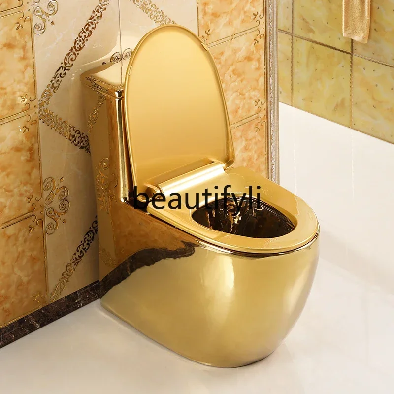 CQY Creative personality art Golden toilet Siphon deodorant European color toilet Adult bathroom8578