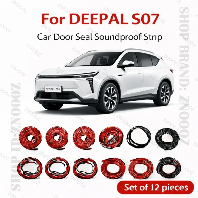 For DEEPAL SO7 Car Door Seal Strip Rubber Double Layer Soundproof Dustproof Waterproof Door Weatherstrip 12PCS Set