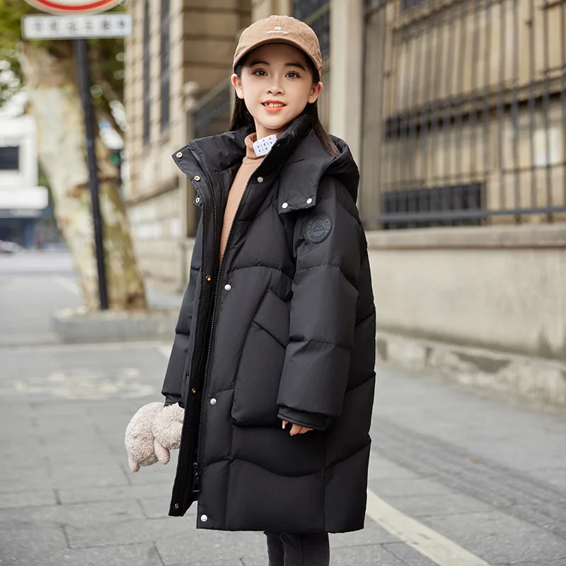 RAISE -20 Degree Down Jacket For Kid Girl Waterproof Hooded Long Outerwear For Teen Girl 5-12Y Girl Parka Children Puffer Jacket
