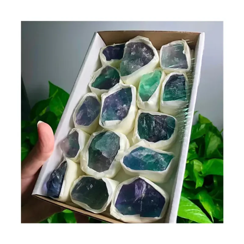 Natural Quartz Raw Rainbow Fluorite Crystal Set, Healing Reiki, Hot Selling