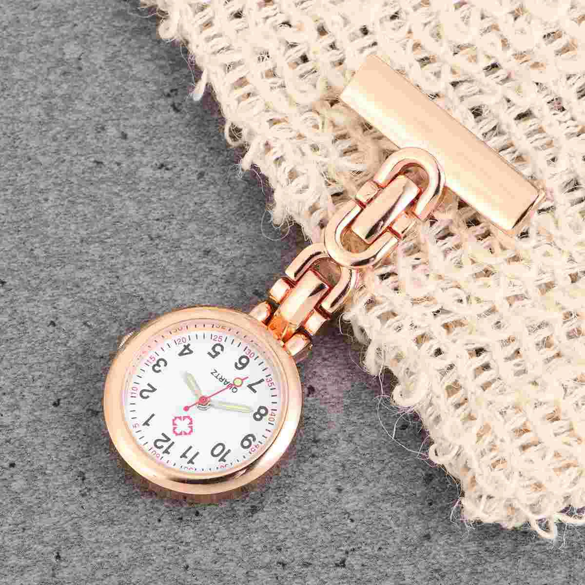 Chic Nurse Watch Brooch with Pin Clip Medical Nurse Pocket Hanging Watch Retro Pocket Watch Gift (White)