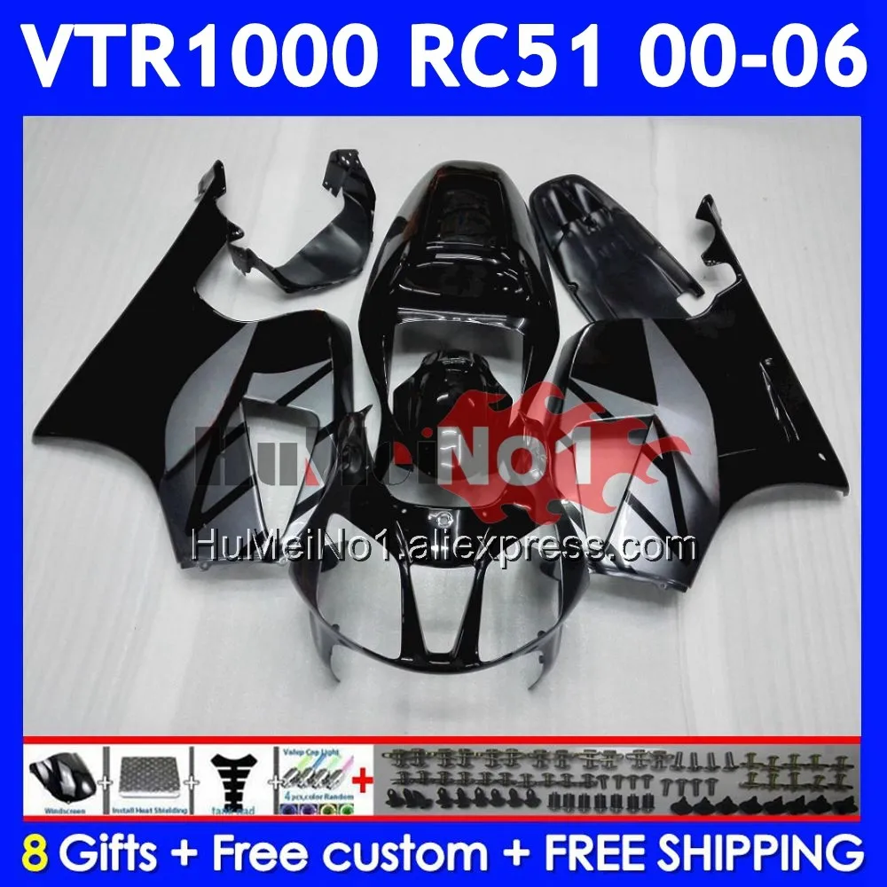 Silvery Black Body For HONDA VTR1000 RC51 01 02 03 2004 2005 2006 68No.0 SP1 SP2 VTR 1000 2000 2001 2002 2003 04 05 06 Fairings