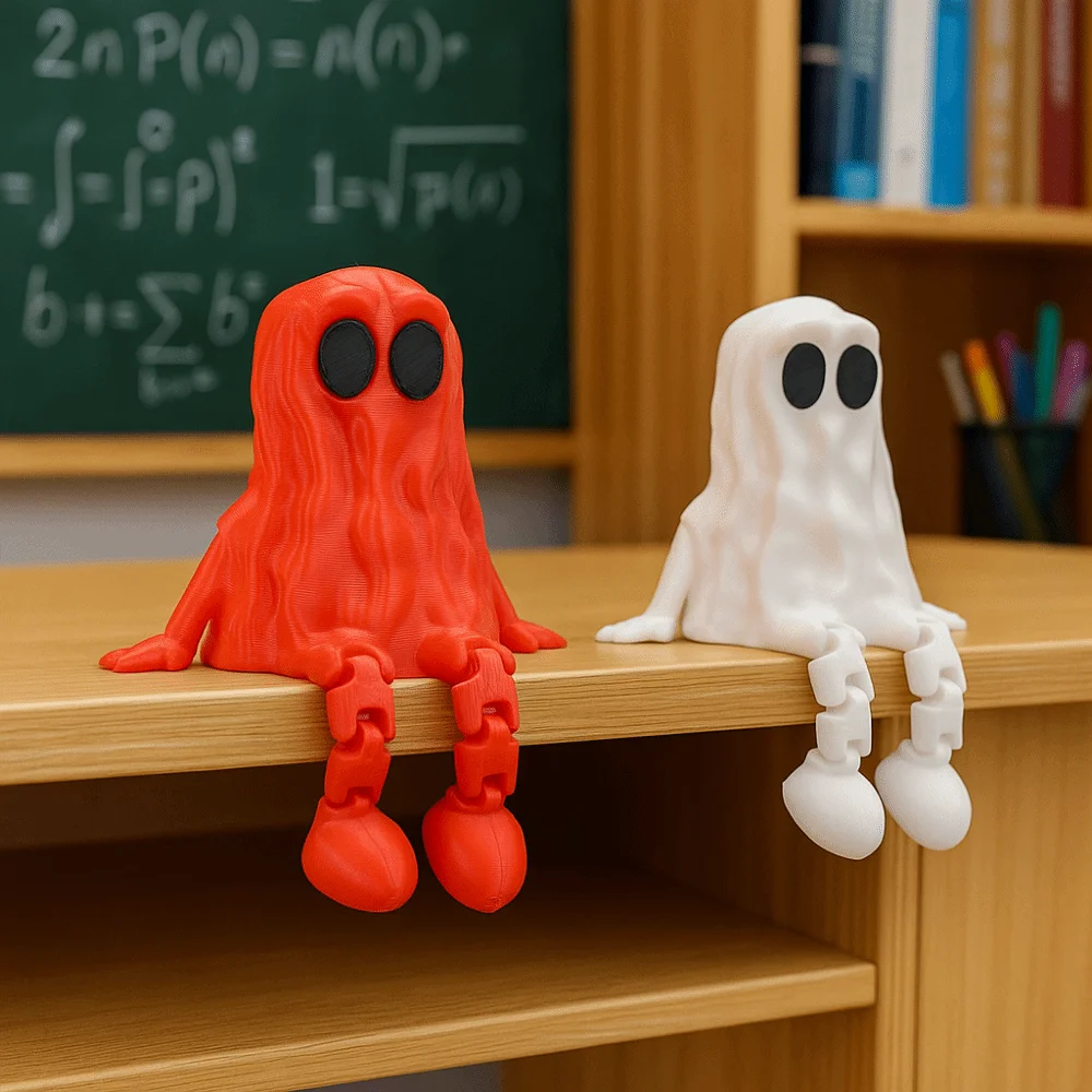 Mini 3D Printed Ghost Ornament PLA Movable Joints Ghost Fidget Hand-Painted Ghost Joint Figurines Halloween Party Decor