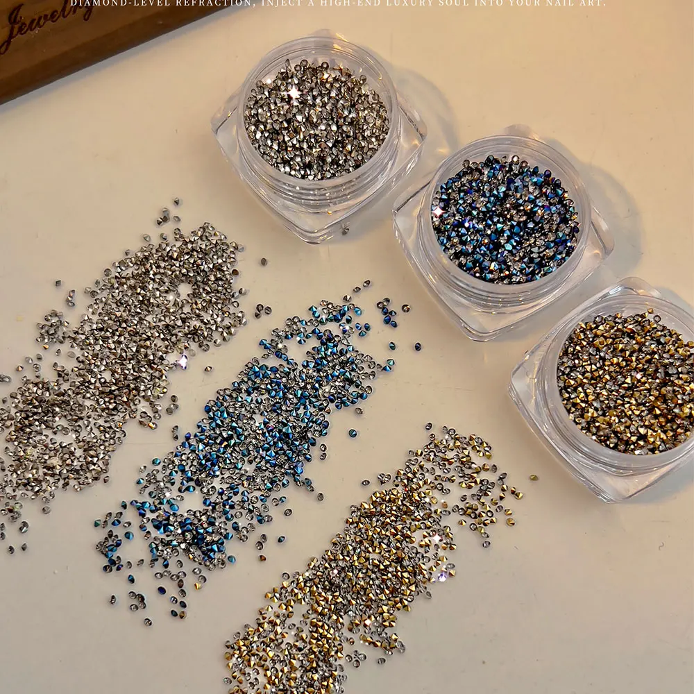 1box Royal Blue Dual Pointed Back Cubic Nail Diamond Rhinestones 6mm Crystal Gem Beads Nail Charms Faceted Glass Nail Decoration