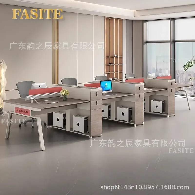 For 4 Person Office Desk and Chair Combination Commercial Staff Workstation Sub-station Furniture for Office Building