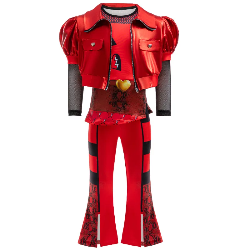 Ragazze Discendenti 4 Costume Cosplay Rosso Film The Rise of Red Accion Halloween Travestimento Party Dress Up Suit per bambini