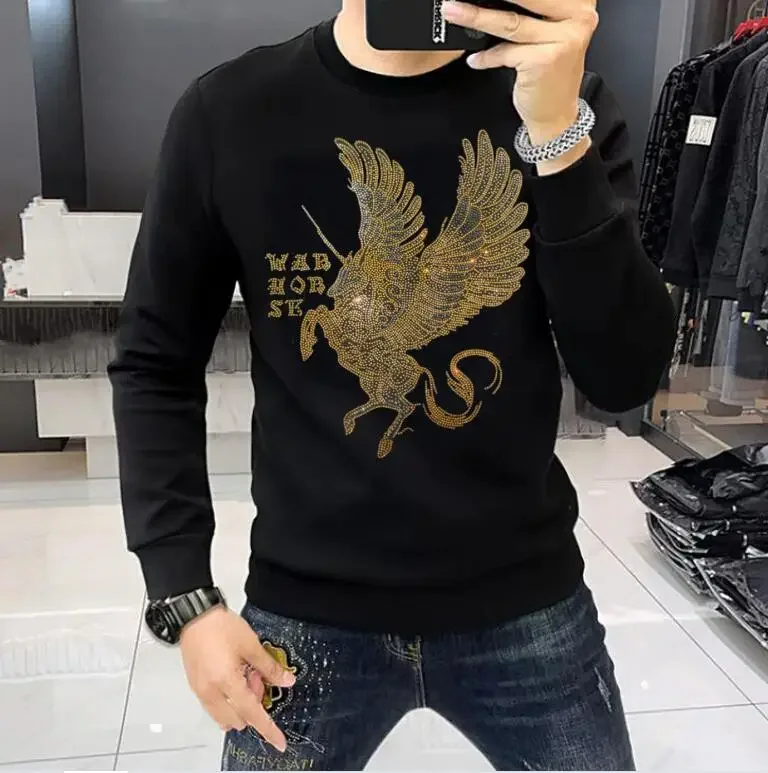 Diamonds  Men  Anime Graphic Sweatshirts Casual  Streetwear  long sleeve Hot drill  hoodies  Men's Clothing