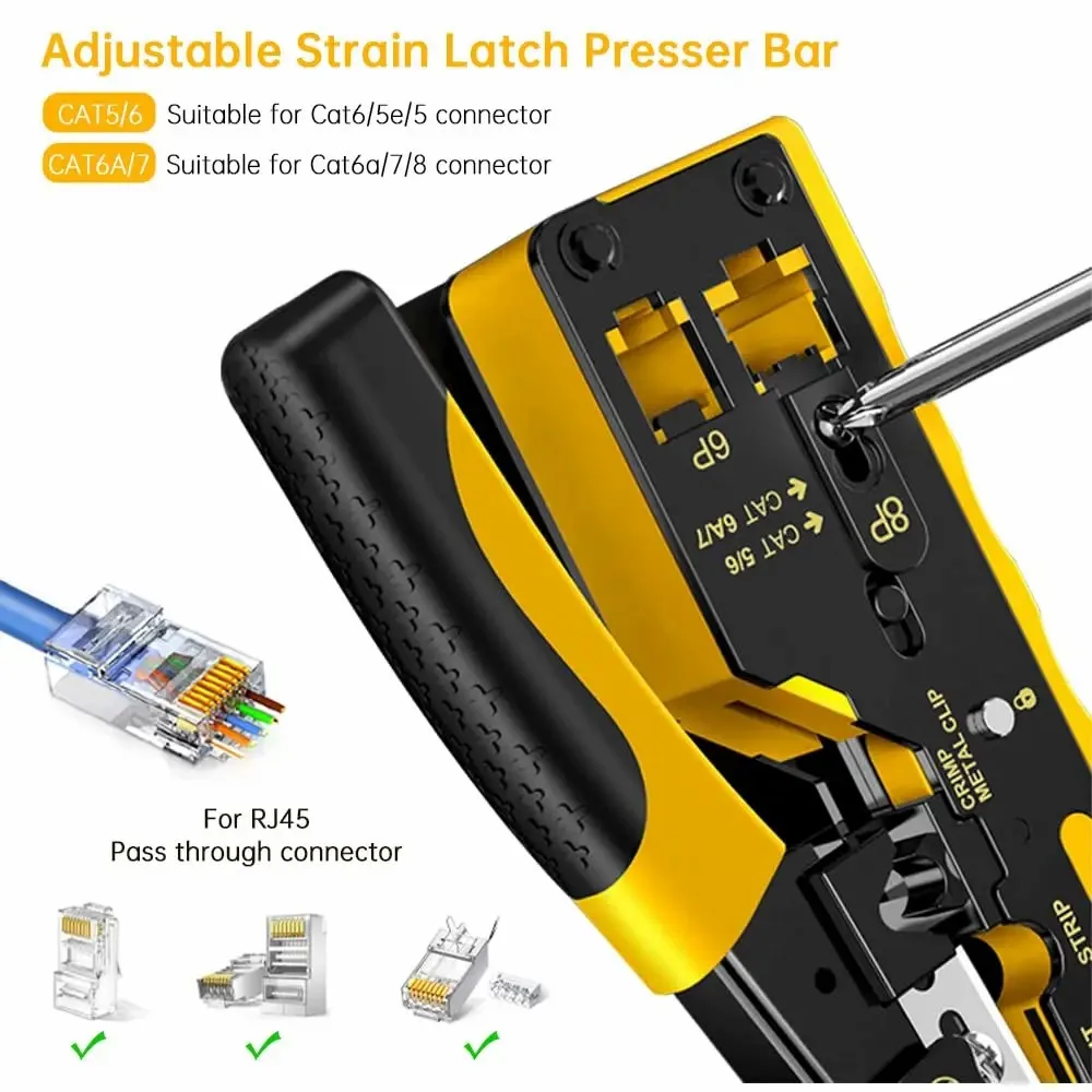 Imagem -04 - Woeow Pass Through Rj45 Crimp Tool Conectores Cat7 Strain Relief Boots Ethernet Wire Cutter Crimper 10 Pcs