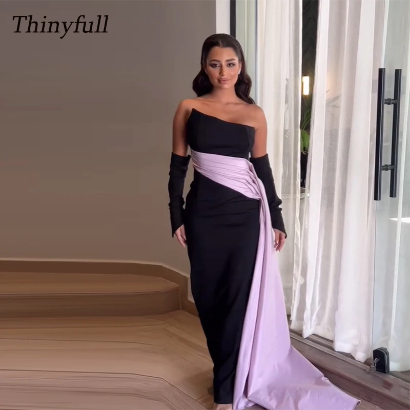 

Thinyfull Mermaid Arabia Evening Dress Detachable Sleeves Prom Party Dresses Long Dubai Formal Occasion Gowns Customized