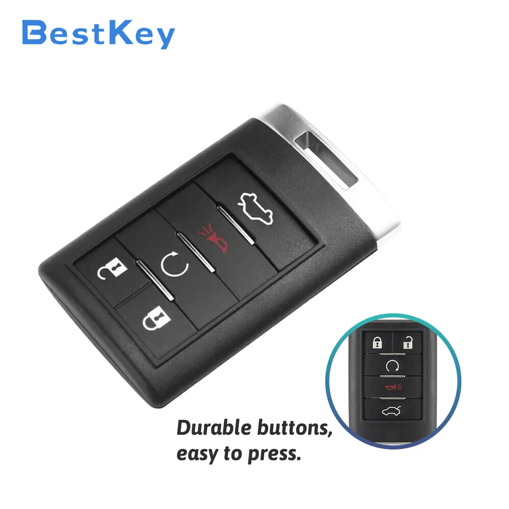 Best Key FCC OUC6000066 4/5/6 Button Empty Remote Key Shell Replacement Fob Case for Cadillac CTS STS DTS Escalade 2008-2014