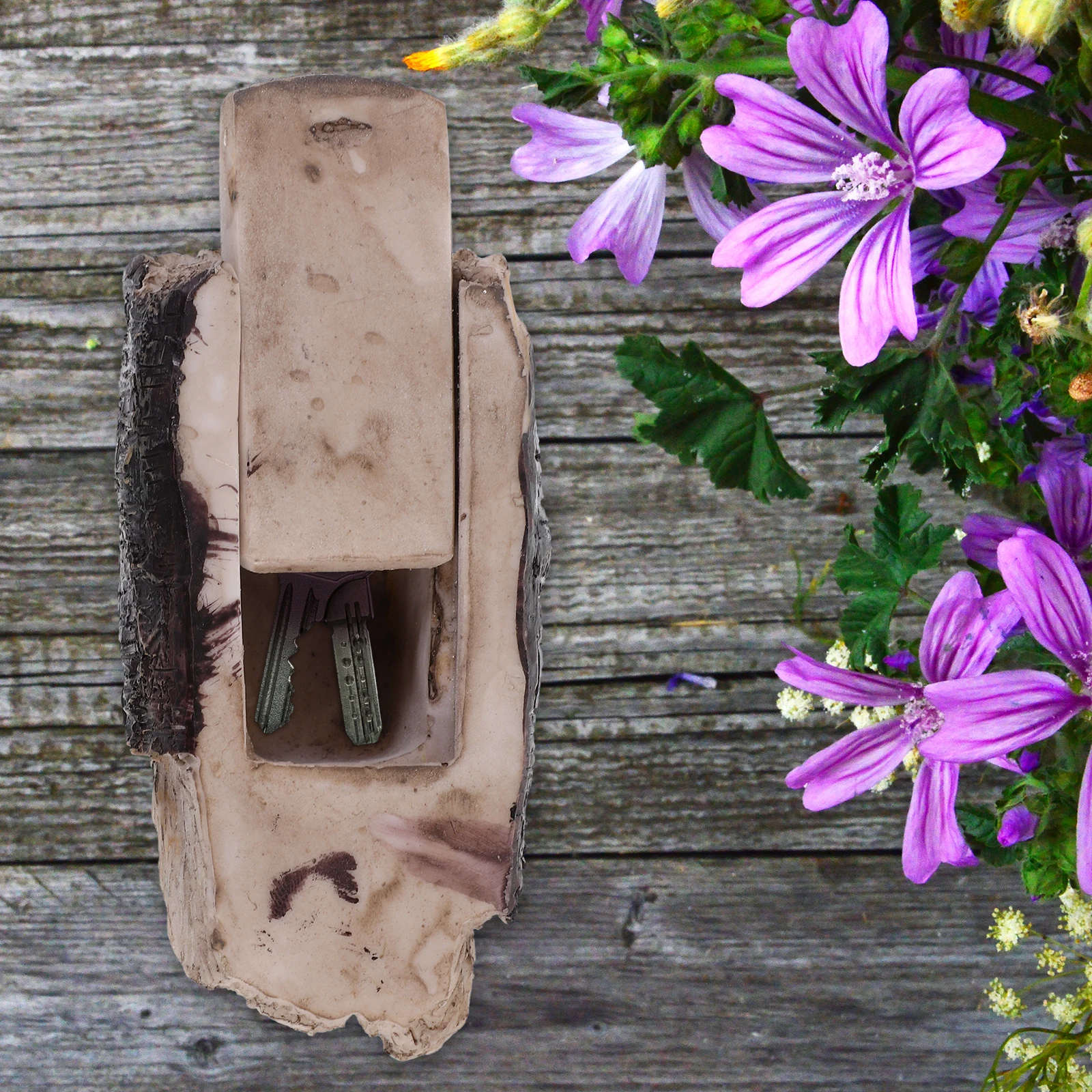 

Resin Rock Key Hider Outdoor Hidden Holder Branch Design Weather Proof Durable Garden Decor Random Color