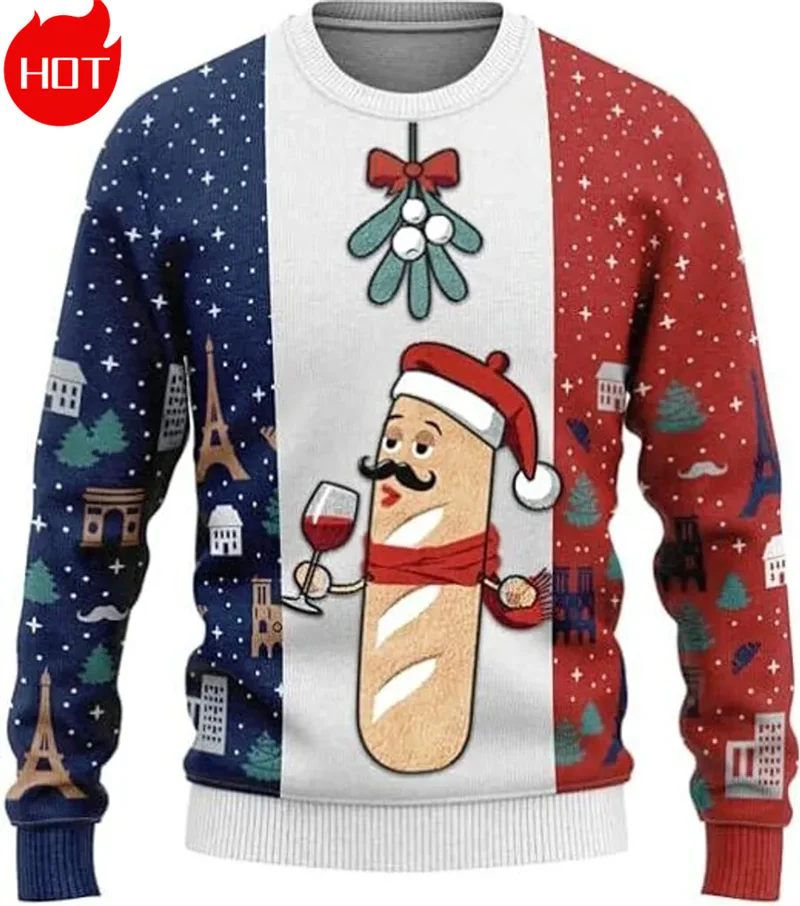 3D Print Xmas Sweatshirts Mens Ugly Christmas Sweater Funny Fashion New In Sweaters Ugly Sweaters Christmas Jumper Mens Clothing