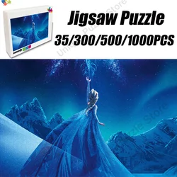 Disney Anime Frozen Jigsaw Puzzle Disney Elsa 35/300/500/1000 Pcs Puzzle Toy Children Wooden Jigsaw Puzzles Educational Girl Toy