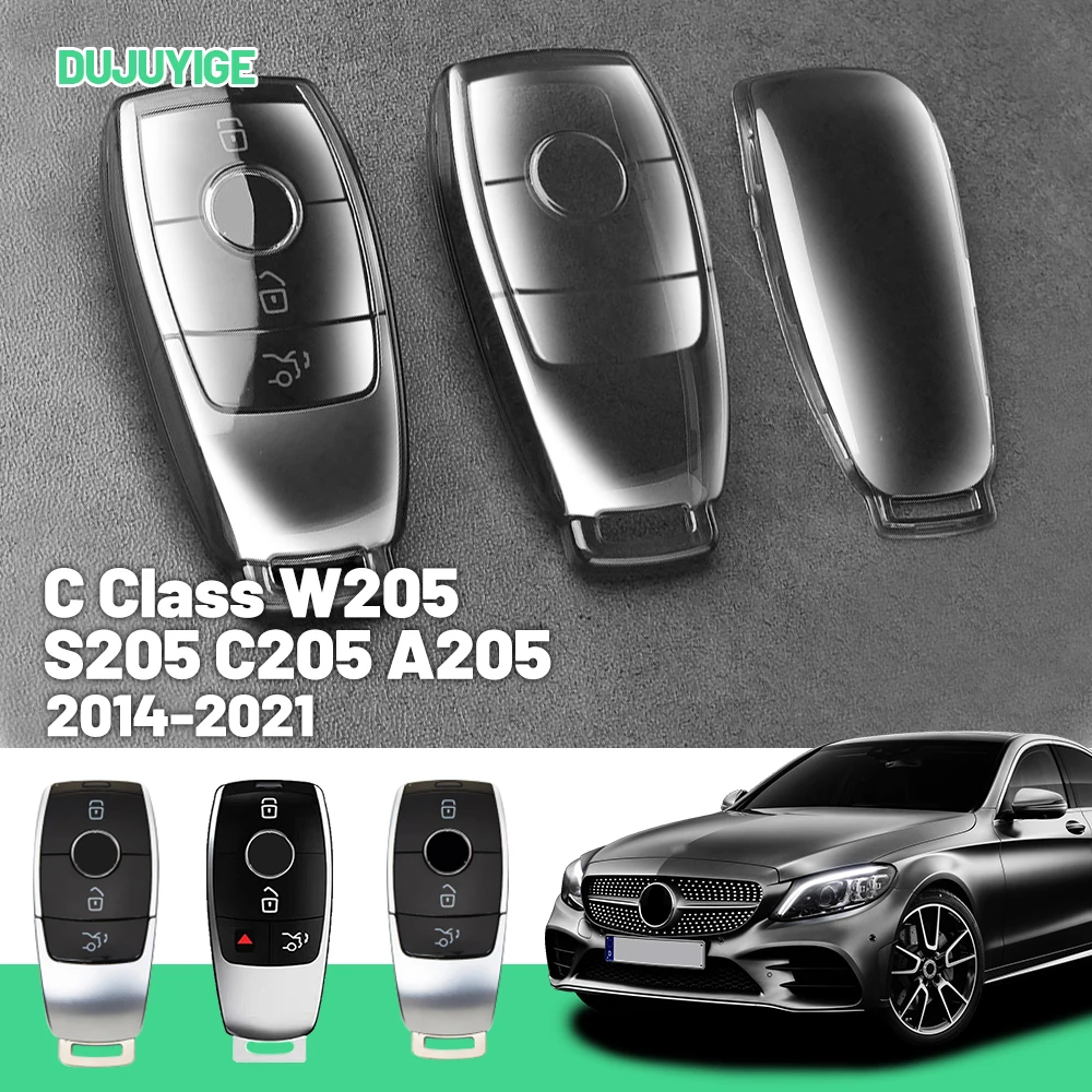 

Прозрачный чехол для автомобильного ключа из ТПУ для Mercedes-Benz C Class W205 S205 C205 A205 2014-2021, защитный чехол для брелока, автоаксессуары