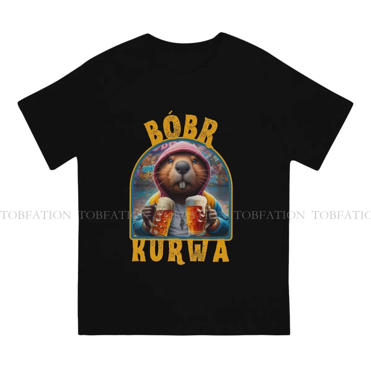 Drinking Beer Special TShirt Kurwa Bobr Bober Comfortable Hip Hop Graphic  T Shirt Short Sleeve Hot Sale