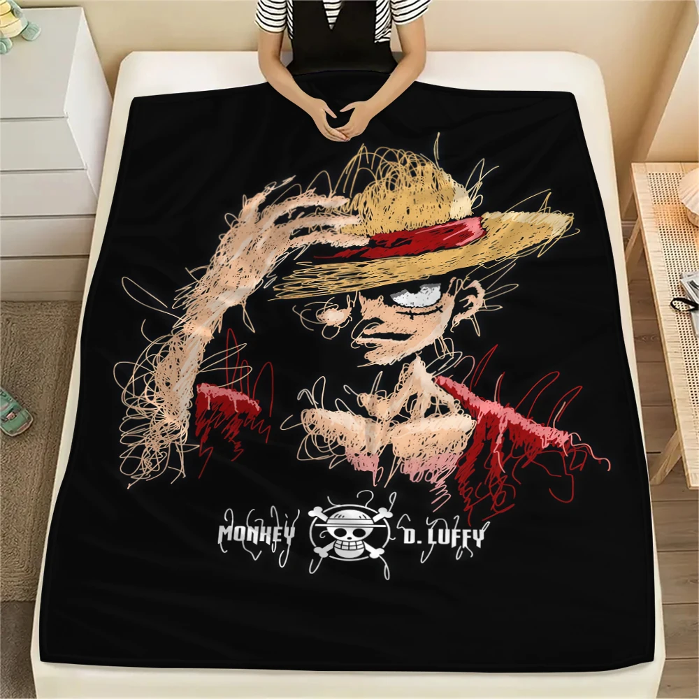 ONE PIECE Monkey D. Luffy Flannel Blanket Attractive Print Ideal For Bedroom Sofa Bed Chair Picnic Travel -HE47