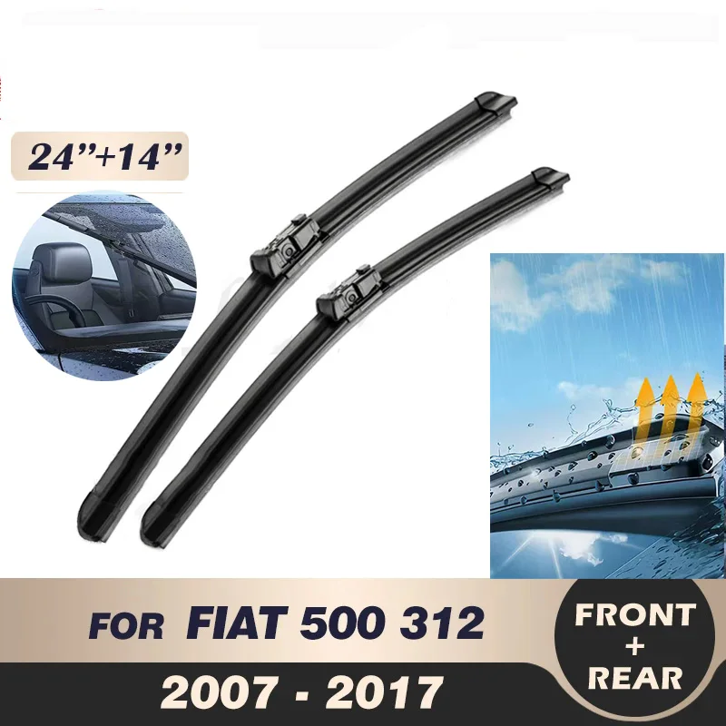 

Wiper Front Wiper Blades For FIAT 500 312 2007-2017 2008 2009 2010 Windshield Windscreen Front Rear Window 24''14