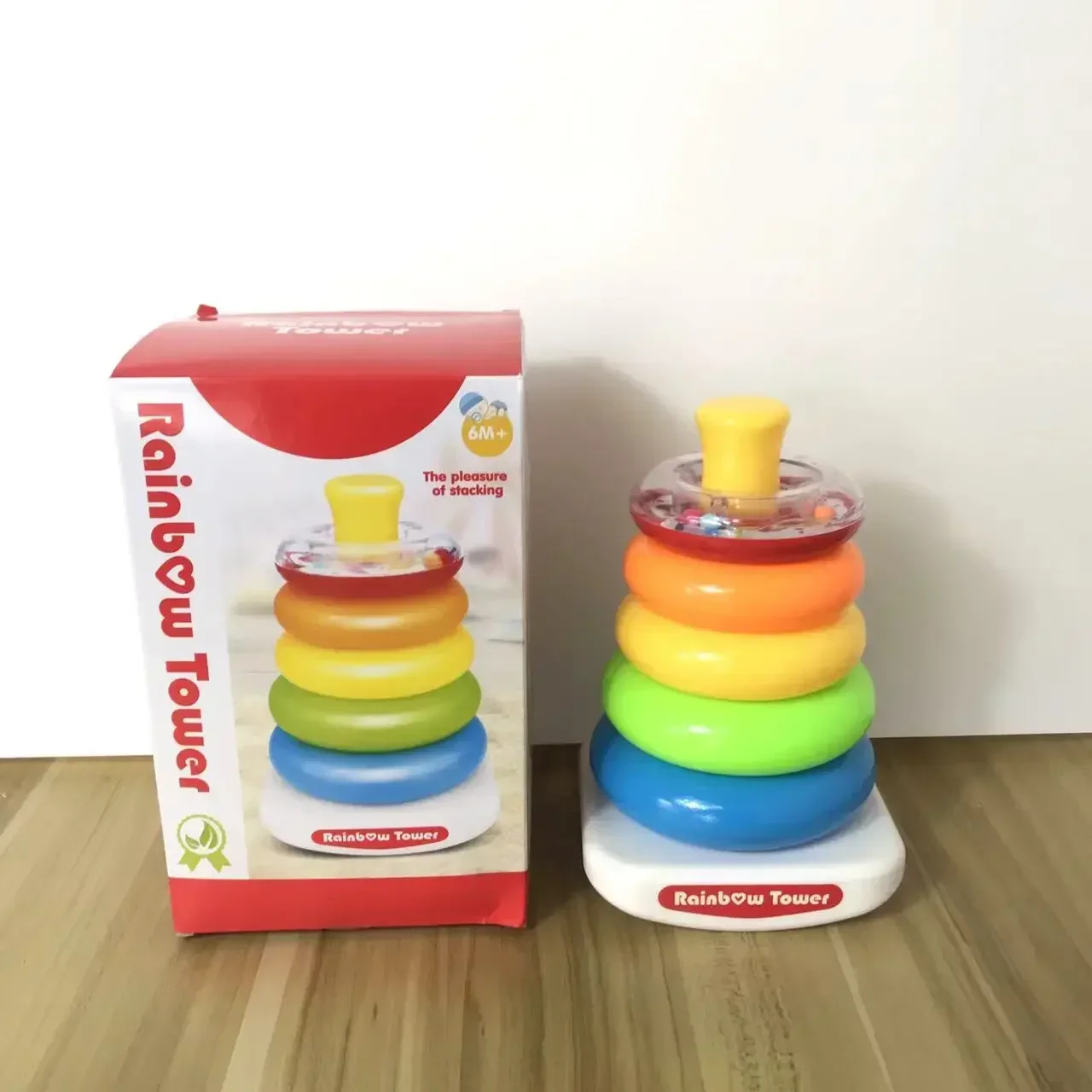 Brinquedos do bebê 0-36 meses empilhar nidificação arco-íris torre anel aprendizagem brilhante básico rock-a-stack chocalho pop o círculo brinquedo