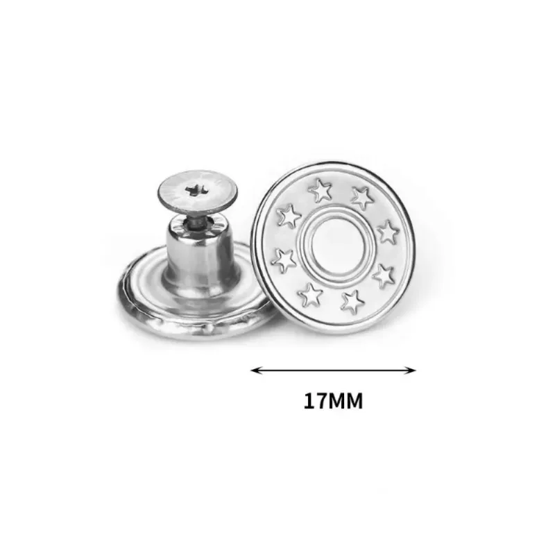 Pacote com 10 Botões para Jeans com Chave de Fenda, Acessórios de Costura para Calças, Fivela de Cintura 17mm, Botão Extensor de Cintura Sem Furo