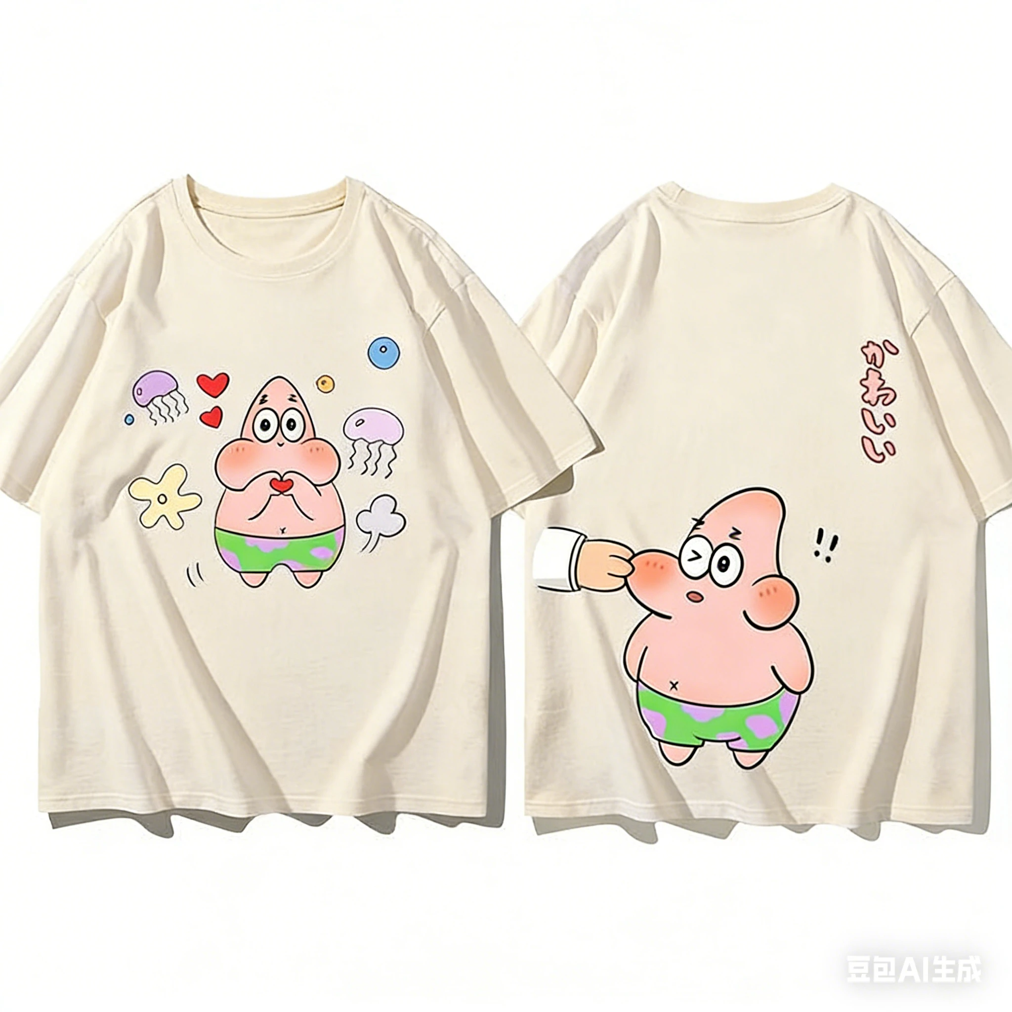 Funny Patrick Star T-shirt Printed Children's Parent Child SpongeBob SquarePants Meme Casual Street Dress Pattern T-shirt