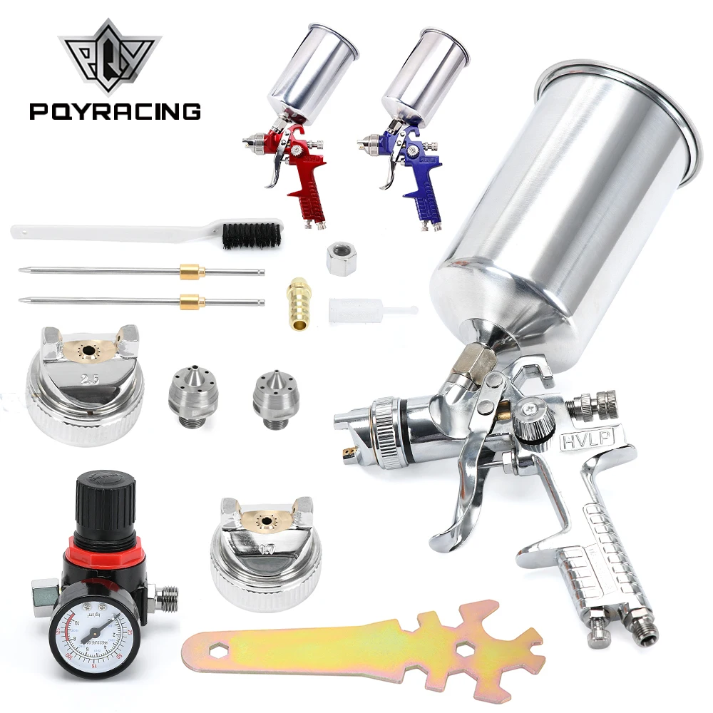 

2.5mm Professional HVLP Spray Gun HVLP Gravity Feed SPRAY GUN Kit With Regulator Paint Primer Metal Flake 1L DIY Spray Paint Kit