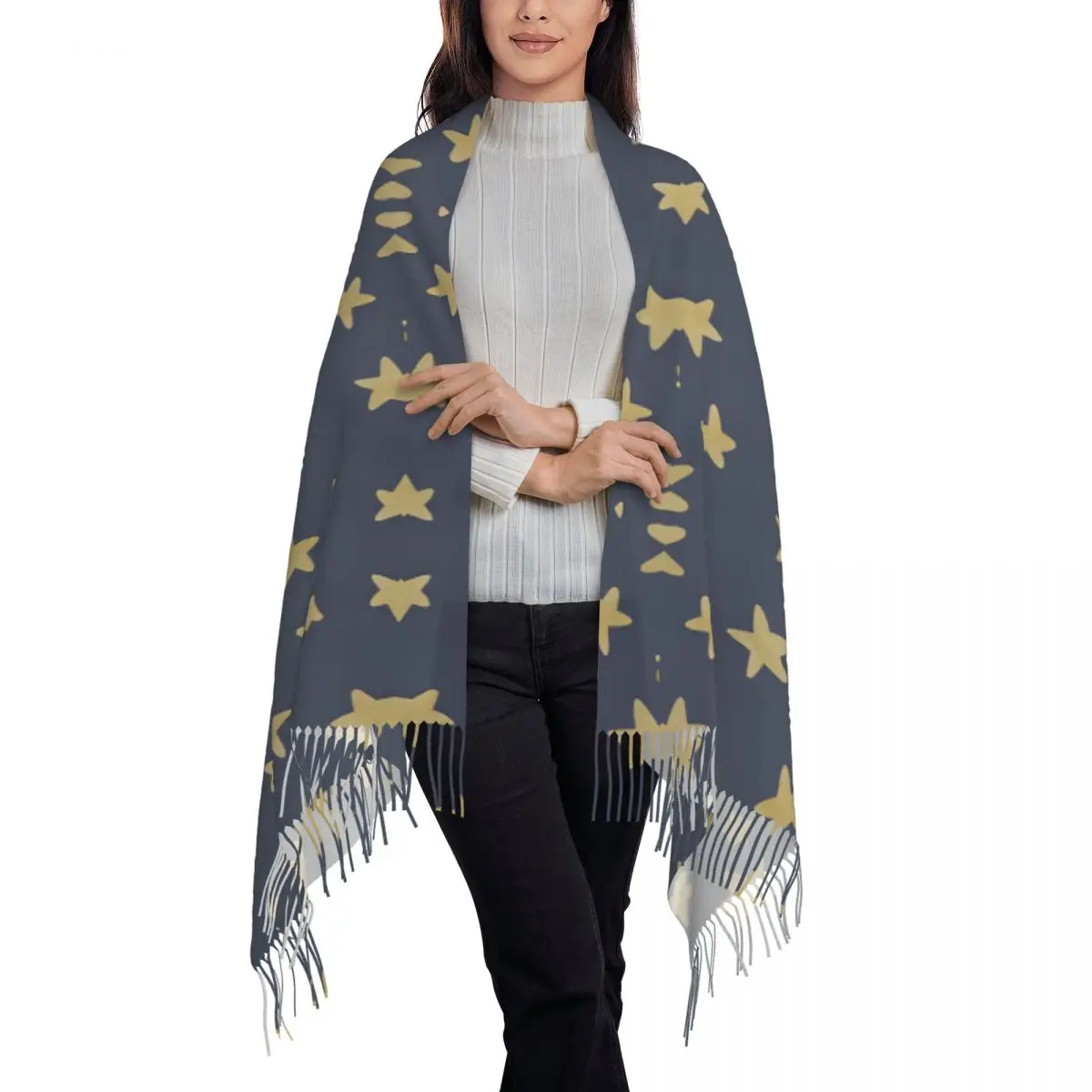 Classic Fall Star Stoles Birthday For Men And Women Keep Warm Openwork Fringe Wraps