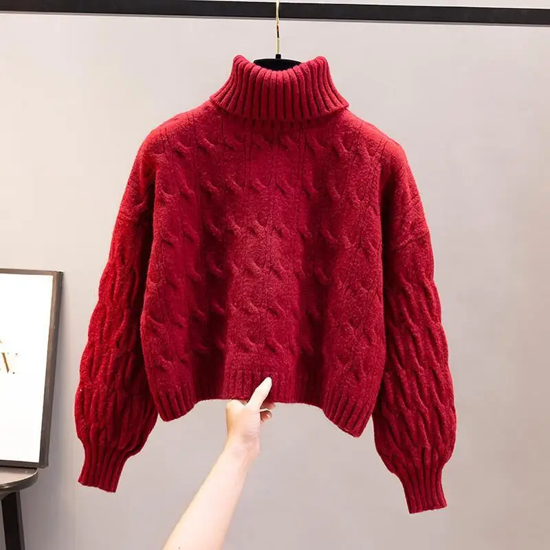 

Sweater women's loose 2025 new style fashionable high collar thickened short cozy pullover Knitwear Winter clothes woman tops