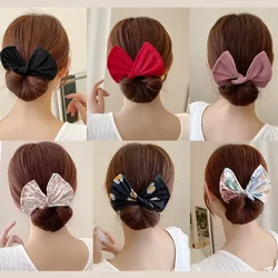 Diadema con estampado de moño Deft Multicolor para mujer y niña, horquilla de tela para el cabello, círculo para hacer moños, soporte para cola de caballo, accesorios trenzados para el cabello