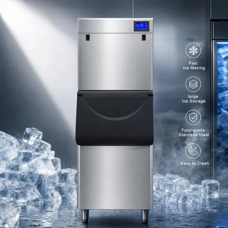 Commercial Automatic Stainless Steel Ice Maker Machine 500kg Daily Output with 150kg Storage Capacity for Business