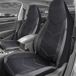 AUTO PLUS-Protector de asiento Universal con respaldo alto, tela de malla transpirable, textura de fibra de carbono, cojín para asiento de coche