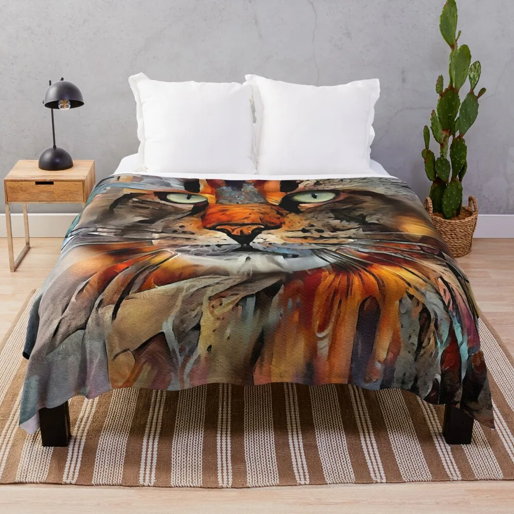 Zikkan, cat, chat, cat, lea roche paintings Throw Blanket Giant Sofa christmas gifts Beach Blankets