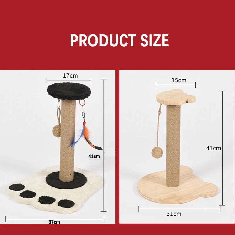 Cat Climbing Frame Scratching Post Sisal Rope Tree Grind Claw Jumping Platform Scratcher Pole Furniture with Mouse Ball Toy