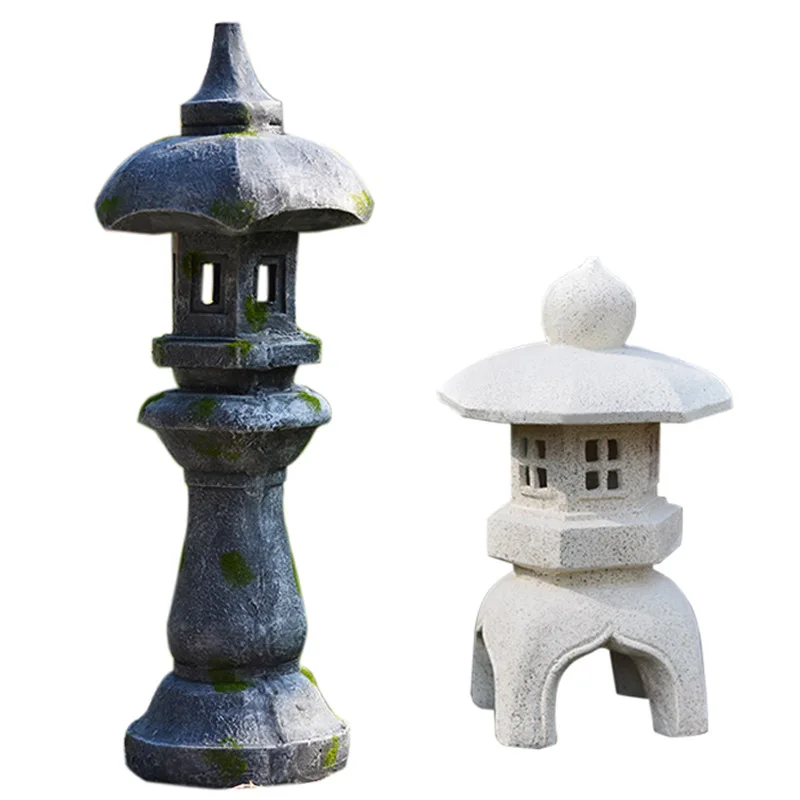 Garden solar garden stone tower lamp antique Chinese and Japanese landscaping ornament flowing water decoration palace lantern