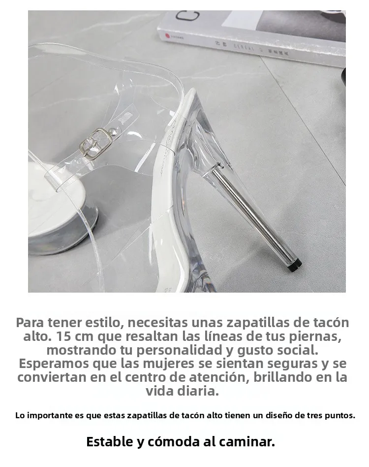 Sandalias Transparentes de Tacón Alto para Mujer, Zapatos de Plataforma Impermeables con Cristales para Desfiles de Moda y Ex...