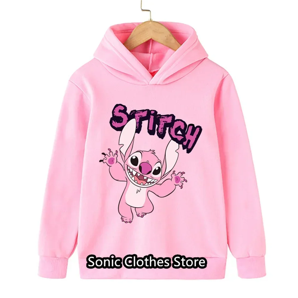 New Stitch Hoodies Girls Sweatshirt Autumn And Winter Long Sleeve Harajuku Pullovers Disney Series Stich Casual Hooded Tops