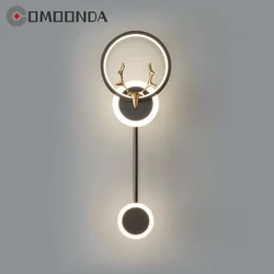 Luxury Home Decoration Wall Lamp Iron Body Acrylic Lampshade Corridor Sconce Light Deer Bedroom Up Down Modern Nordic LED Lustre