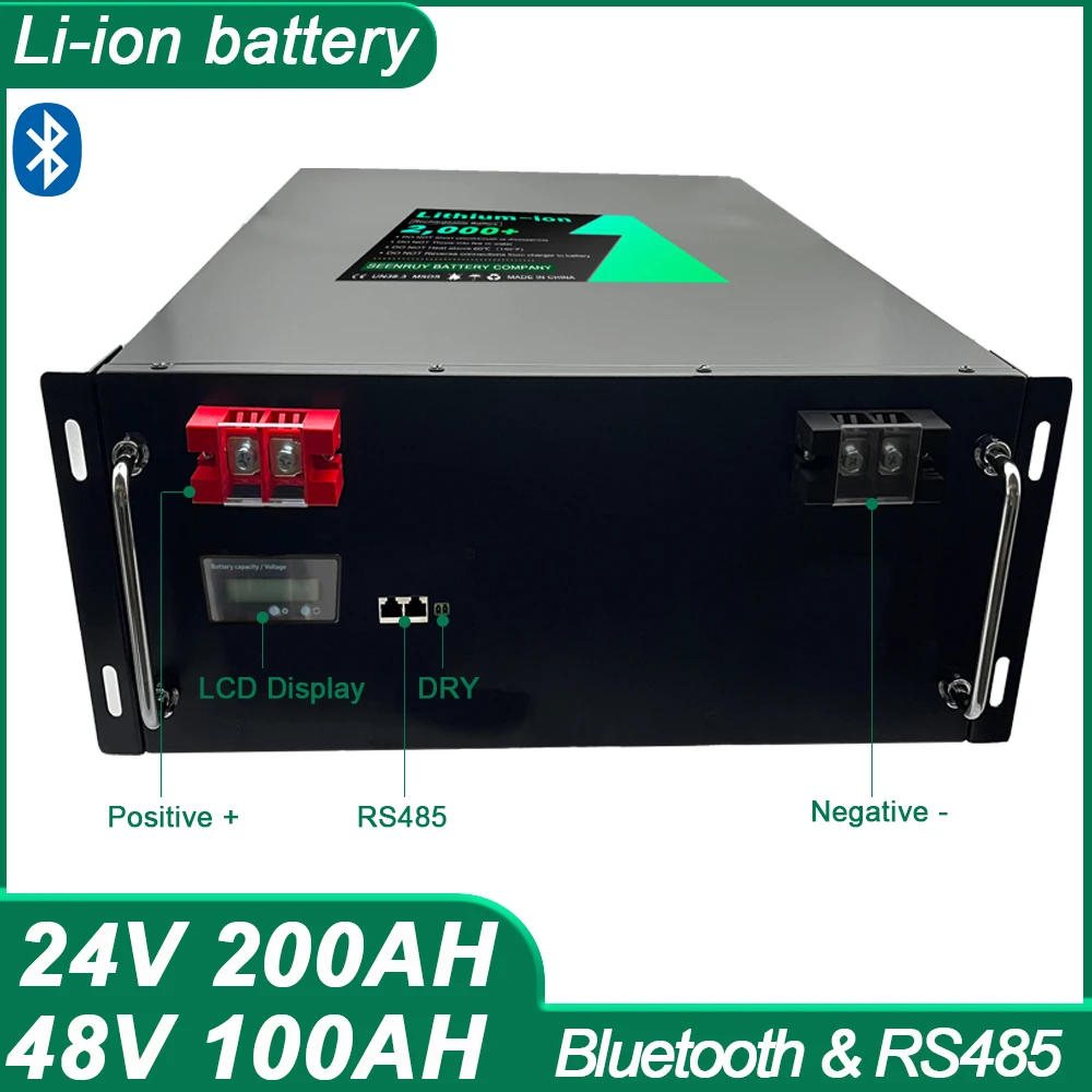 24V 200Ah 48V 100AH Li-ion With Charger Lithium polymer Battery Bluetooth APP BMS RS485 For UPS Inverter Solar Energy Storage