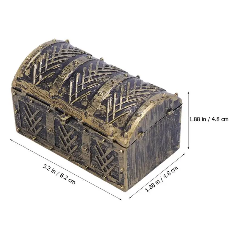 Pirate Treasure For Kids Box Pirate Treasure Mini Jewelry Wooden Vintage Model Keepsake Storage Dollhouse Plastic Trinket