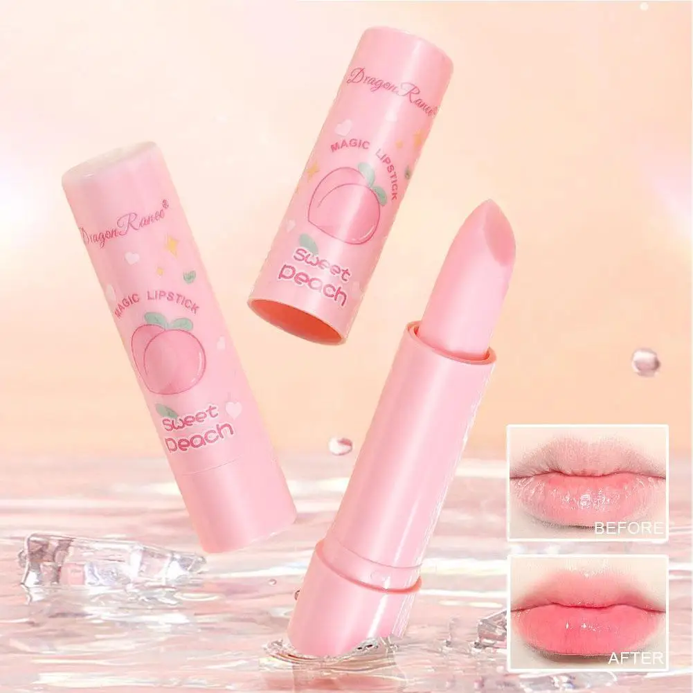 

1PC Natural Peach Lip Balm Long-lasting Moisturizing Lipstick Temperature Change Color Lipstick Anti-drying Hydration Lip Care