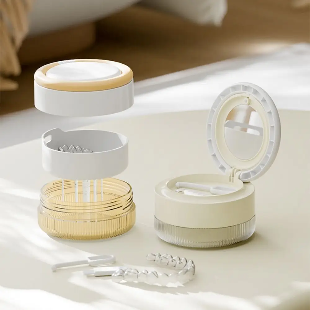 

Washable Invisible Braces Holder Storage Box Plastic Magnetic Lock Denture Braces Container Portable Leak Proof