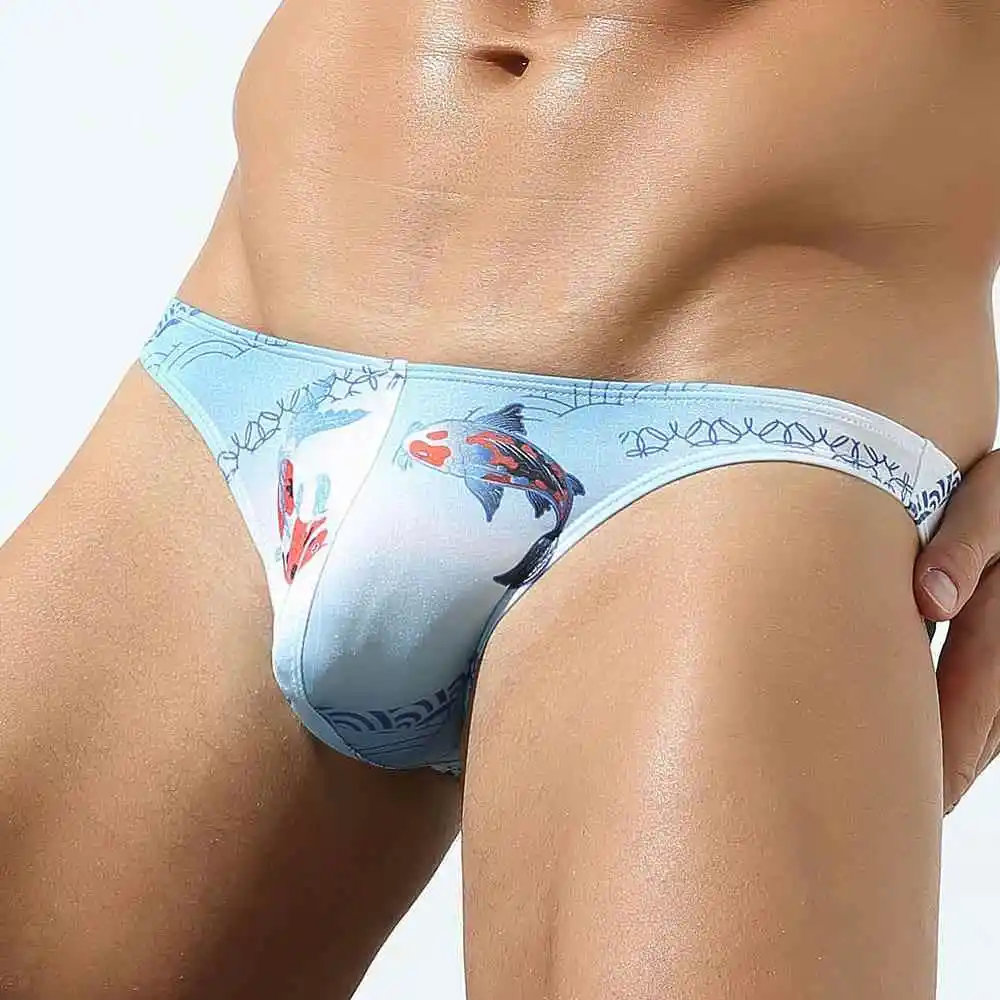 

Men's Low Waist Underwear Leggings Goldfish Print Polyester Fiber Home Clothes Men's Boxer Shorts Spring 2024