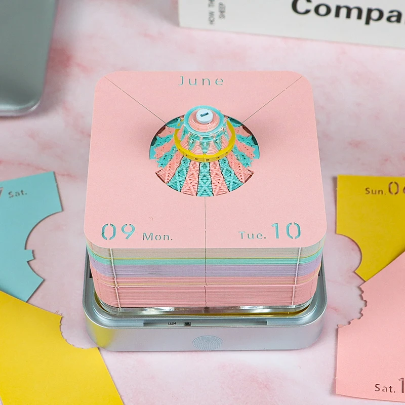 3D Memo Pads Paper Art Mini Notes Carousel 3D Memo Pad Calendar 2025 Gift Notepad Kawaii Stationery Miniatures Party Favors Kids