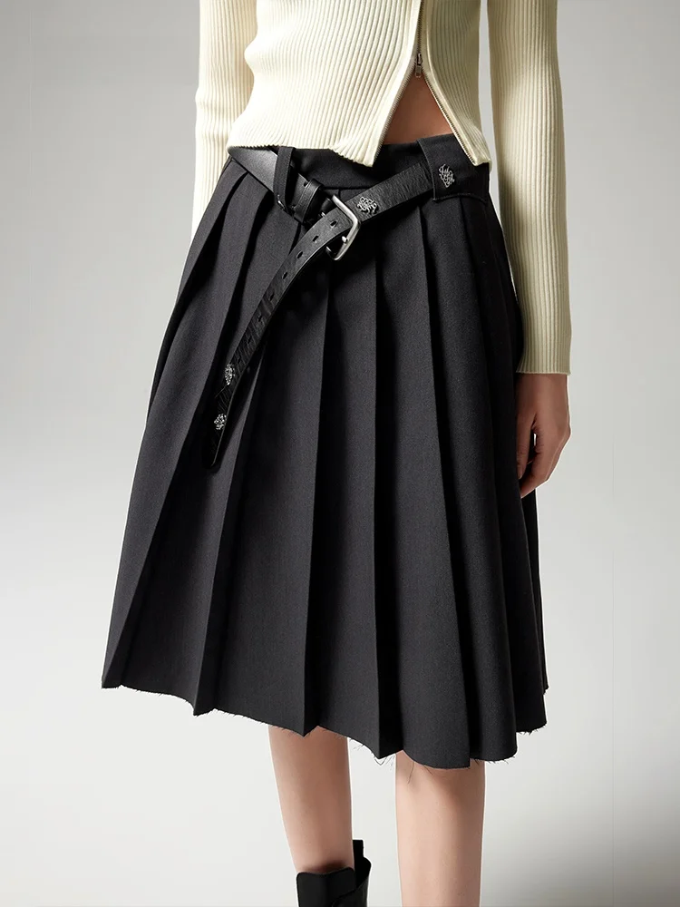 

XMOOM Зимняя новинка: винтажная плиссированная юбка А-силуэта с высокой талией, облегающая, в студенческом стиле, из смесовой ткани (полиэстер, вискоза, спандекс), миди-юбка