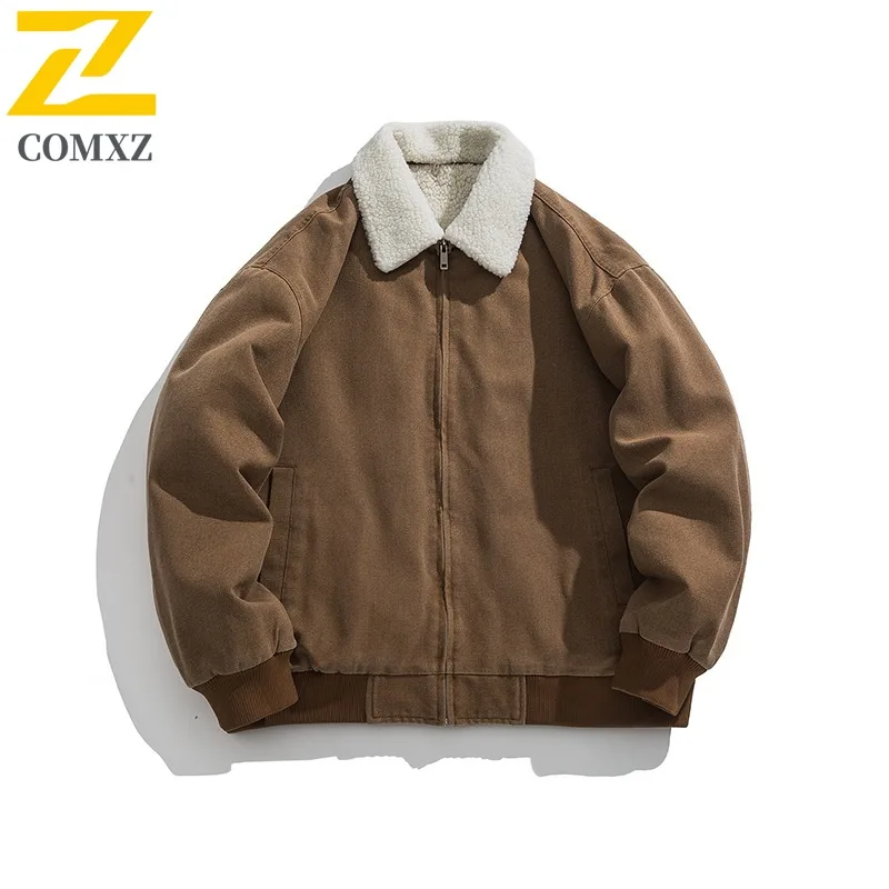 COMXZ الرجال سترة خارجية موضة الوقوف طوق المشي لمسافات طويلة السفر يندبروف سترة 2025 قسط مقاومة البرد الشتاء معطف الحشو الجديد
