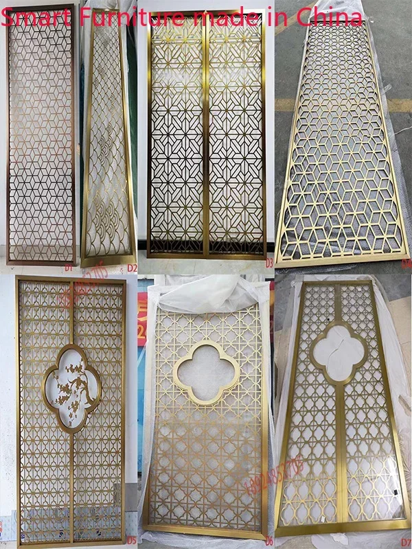 Custom stainless steel partition light luxury modern entrance new Chinese style screen openwork lattice rose gold metal grille